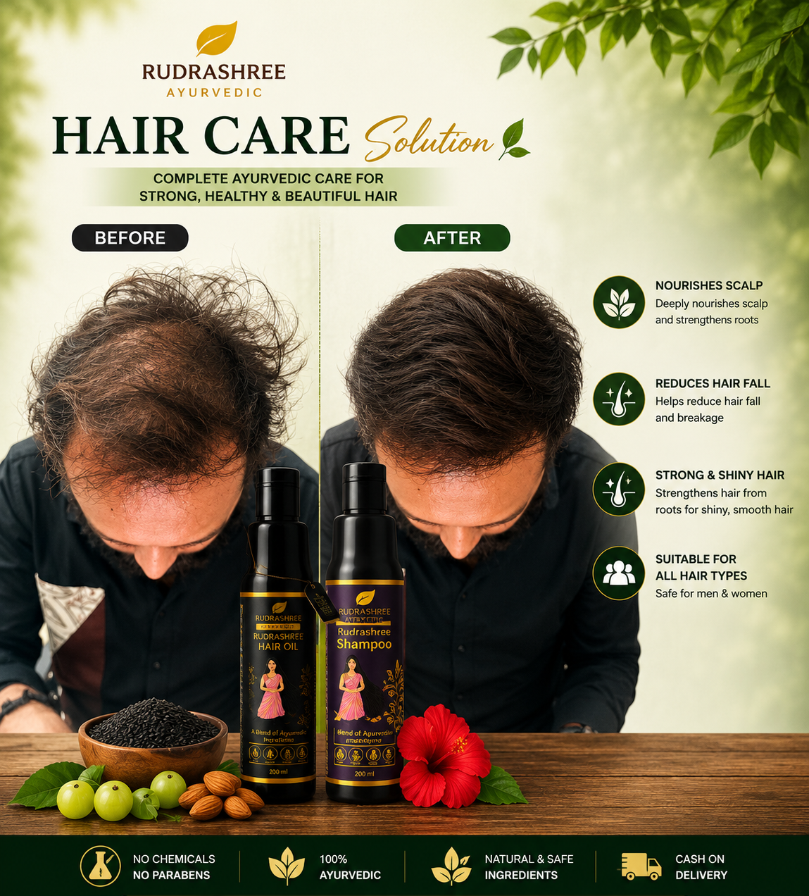 Rudrashree Ayurvedic Hair Oil – Authentic Ayurvedic Taila Paka (Sirpak) Process with 21+ Herbs