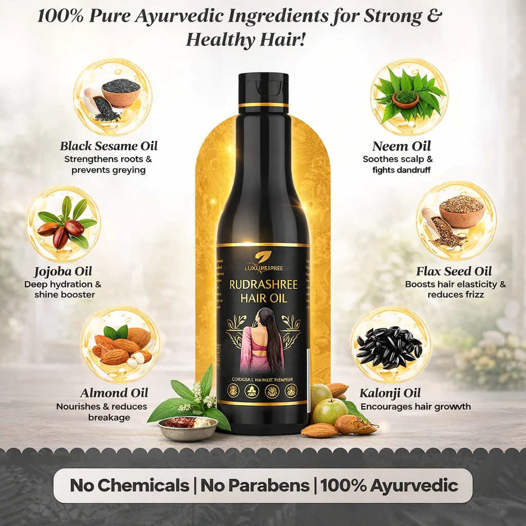Rudrashree Ayurvedic Hair Oil & Shampoo Combo – Hair Fall Control, Hair Growth & Deep Scalp Nourishment