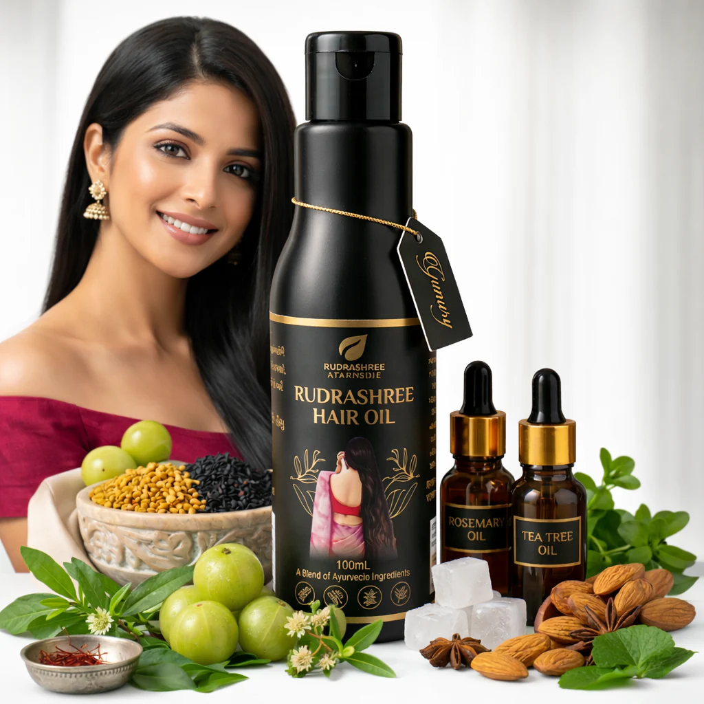 Rudrashree Ayurvedic Hair Oil & Shampoo Combo – Hair Fall Control, Hair Growth & Deep Scalp Nourishment